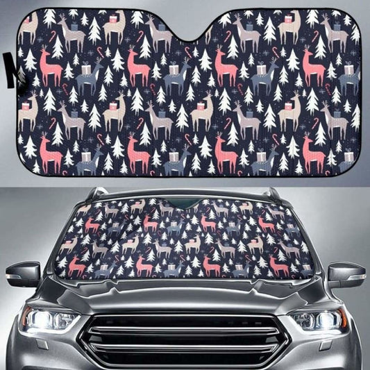 Deers Winter Christmas Pattern Car Auto Sun Shades