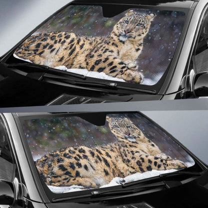 Snow Leopard Female SnowK Car Sun Shade