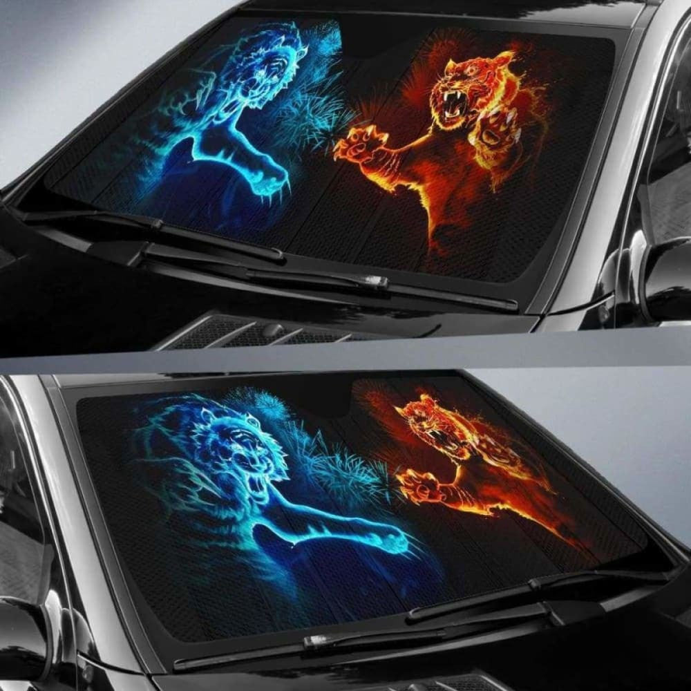 Tiger Fire And Ice Car Sun Shades