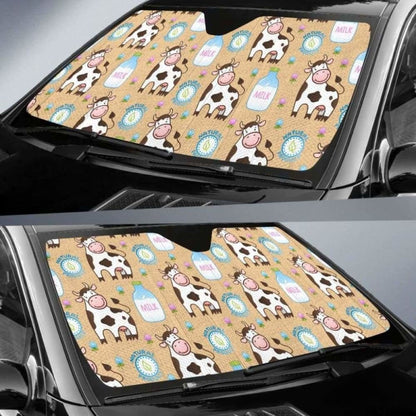 Cow Bottle Of Milk Pattern Car Auto Sun Shades