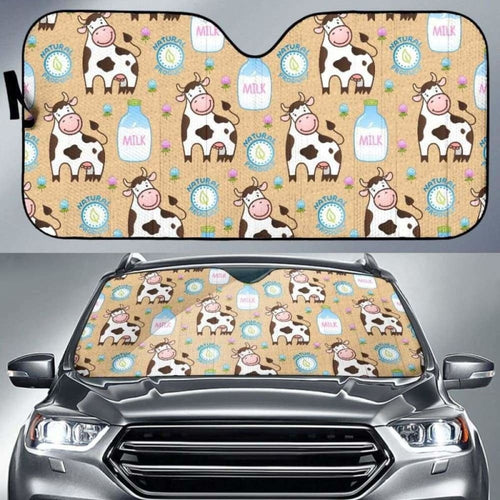 Cow Bottle Of Milk Pattern Car Auto Sun Shades