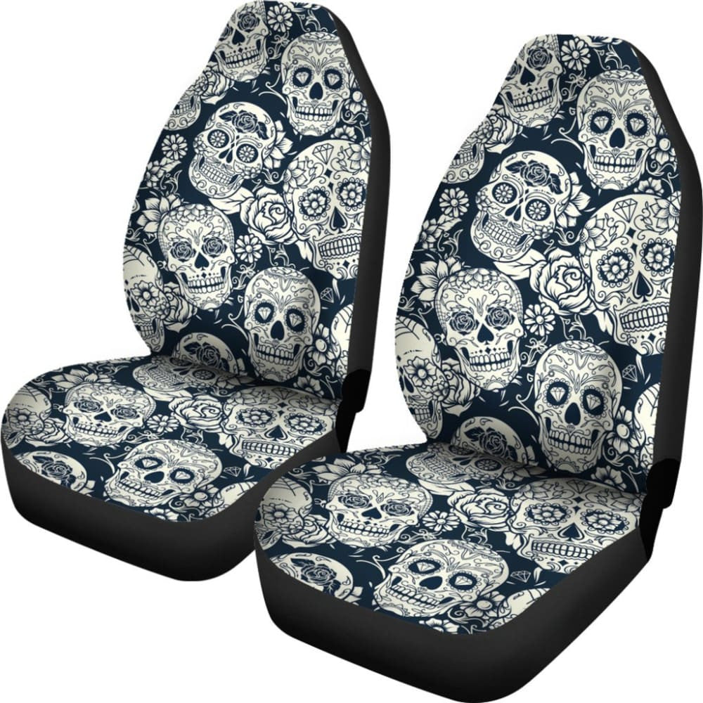 Black & White Sugar Skull Ii Car Seat Covers