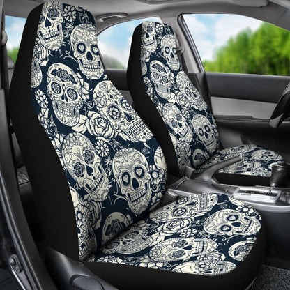 Black & White Sugar Skull Ii Car Seat Covers