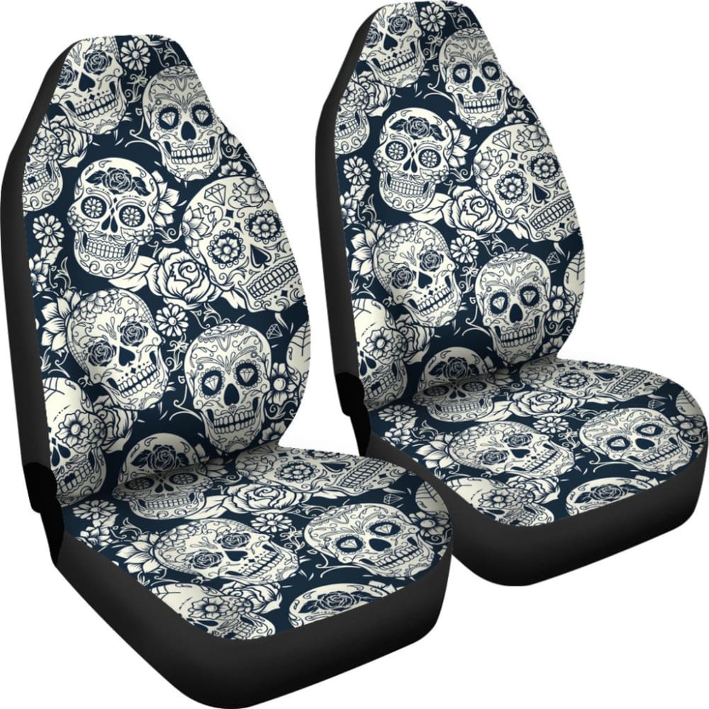 Black & White Sugar Skull Ii Car Seat Covers