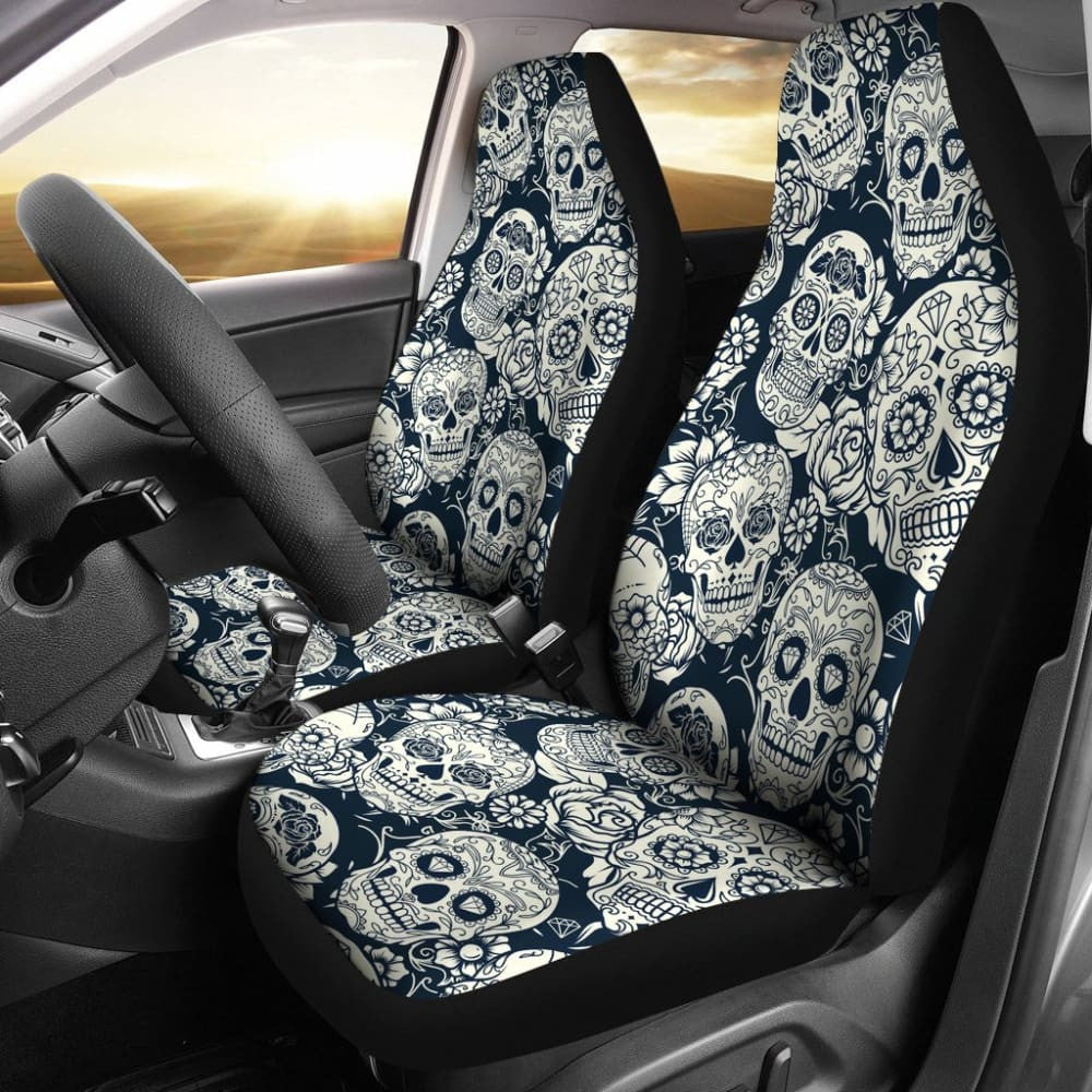Black & White Sugar Skull Ii Car Seat Covers