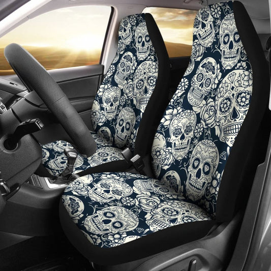 Black & White Sugar Skull Ii Car Seat Covers