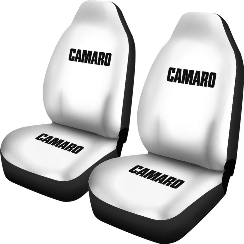White Camaro Black Letter Car Seat Covers
