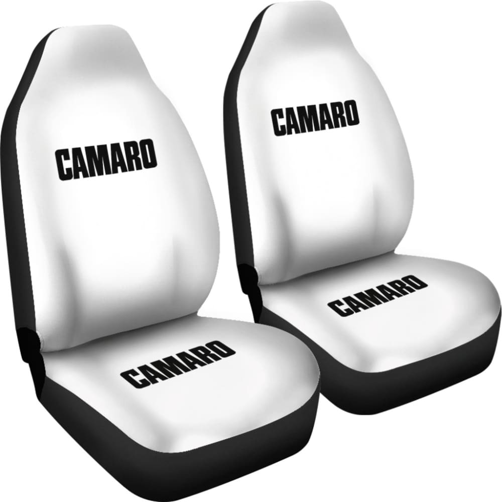 White Camaro Black Letter Car Seat Covers