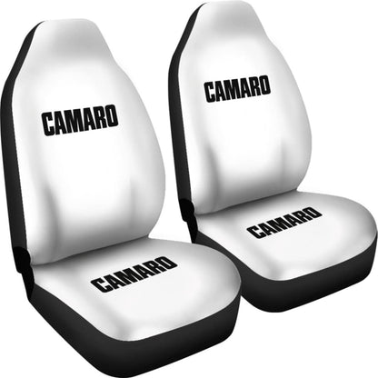 White Camaro Black Letter Car Seat Covers