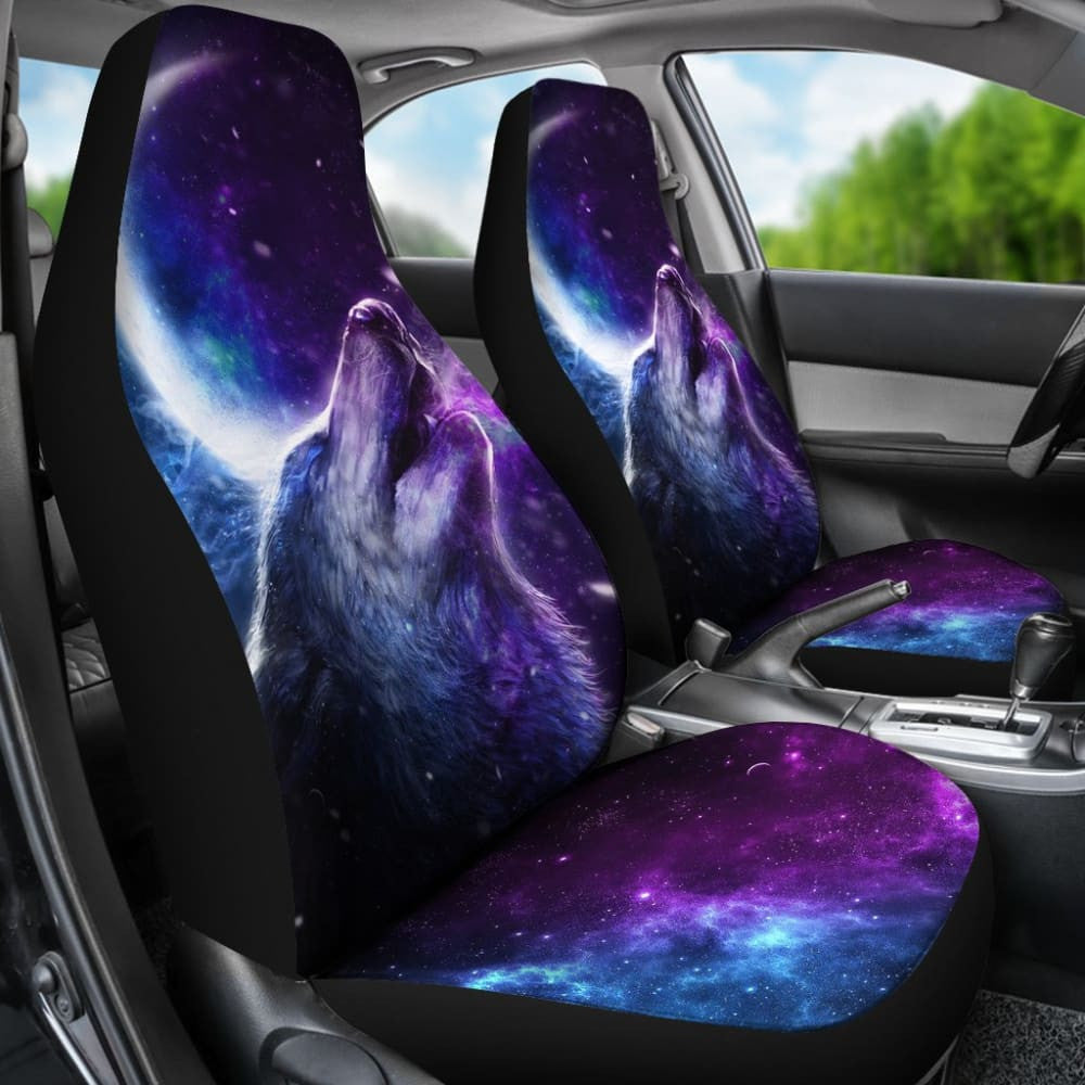 Amazing Galaxy Wolf And Moon Car Seat Covers