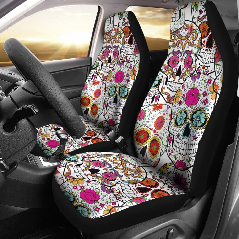Pink Sugar Skull Car Seat Covers