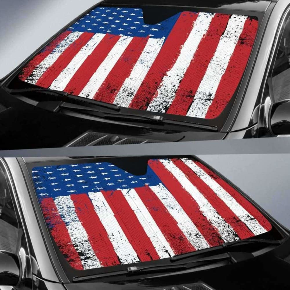 Distressed American Flag Auto Sun Car Shades