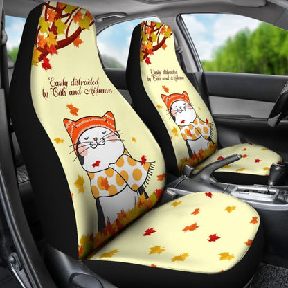 Easily Distracted By Cats And Autumn Car Seat Covers