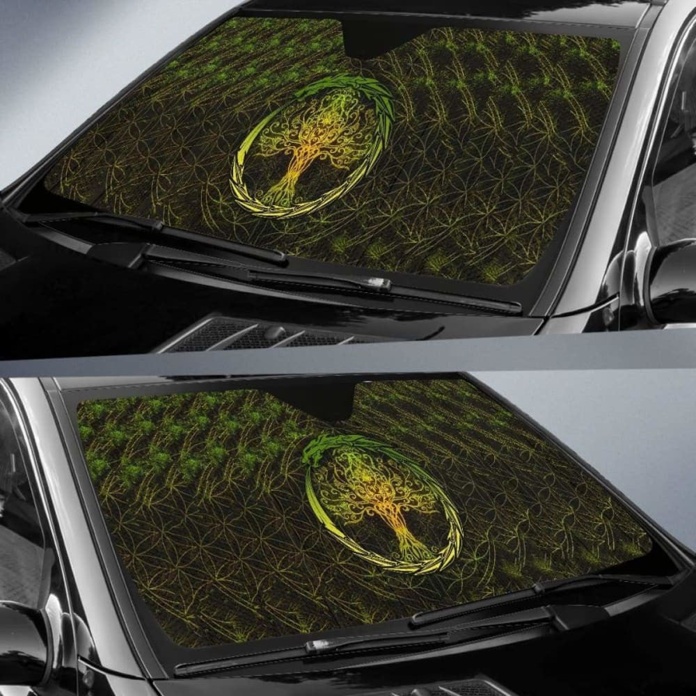 Celtic Auto Sun Shades - Tree Of Life And Dragon Circle