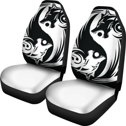 Viking Style Car Seat Cover - Ying Yang Wolf