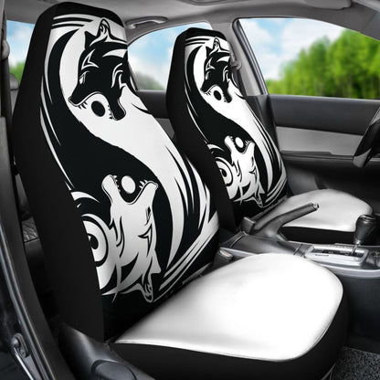 Viking Style Car Seat Cover - Ying Yang Wolf