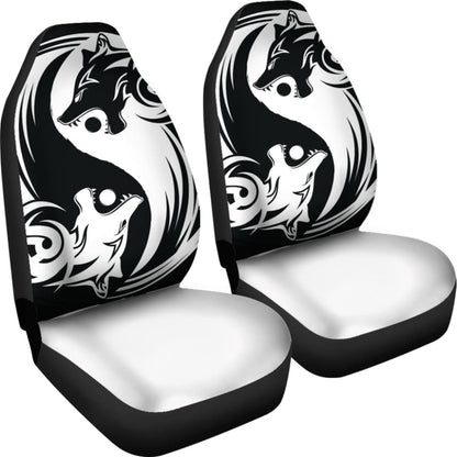 Viking Style Car Seat Cover - Ying Yang Wolf