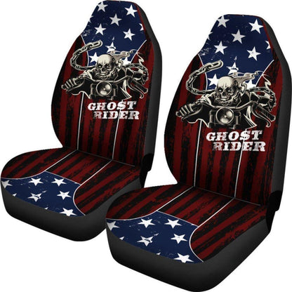 Ghost Rider Car Seat Covers American Flag Background