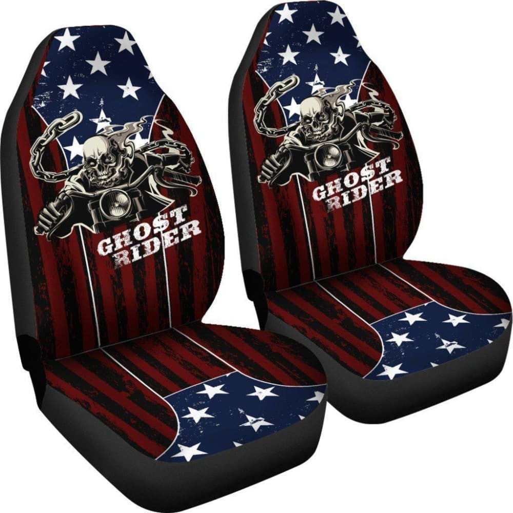 Ghost Rider Car Seat Covers American Flag Background