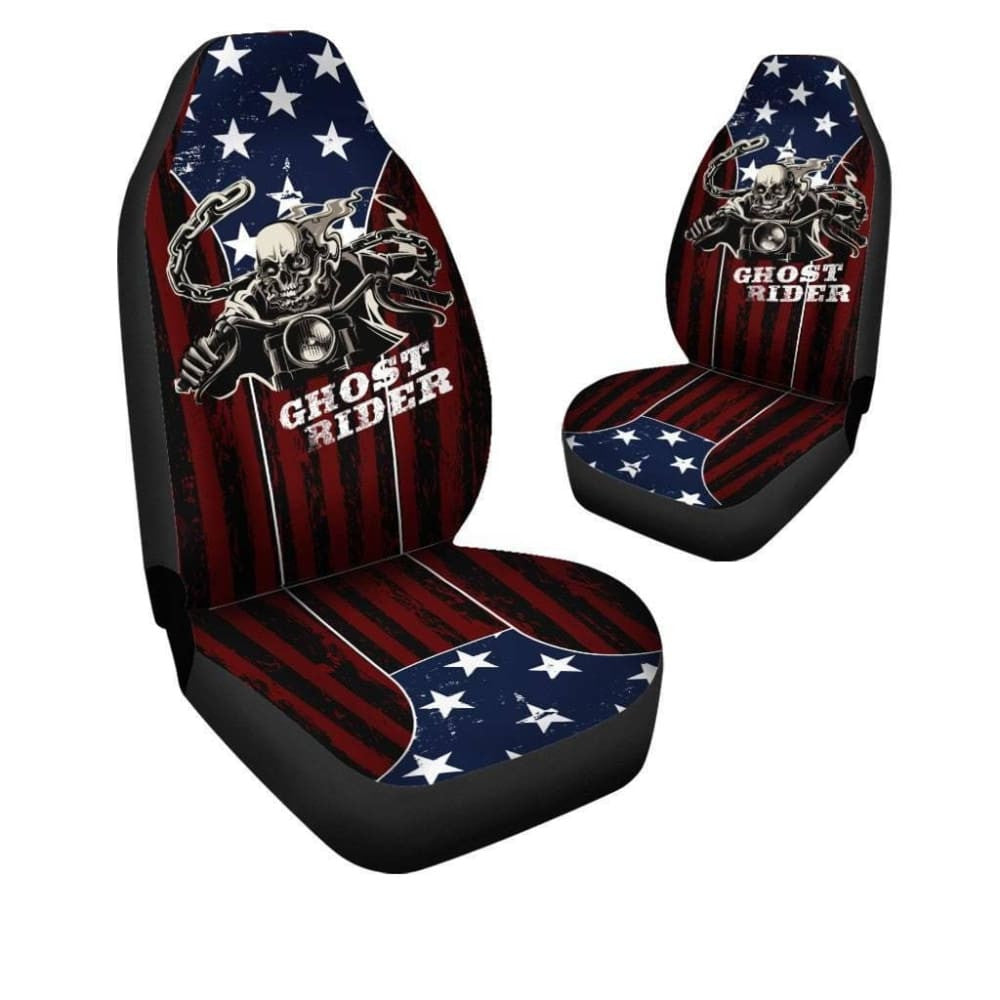 Ghost Rider Car Seat Covers American Flag Background