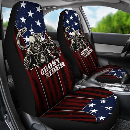Ghost Rider Car Seat Covers American Flag Background