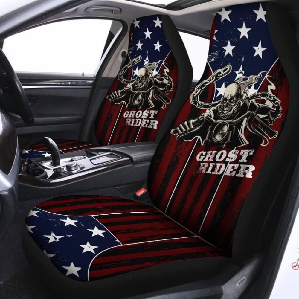 Ghost Rider Car Seat Covers American Flag Background