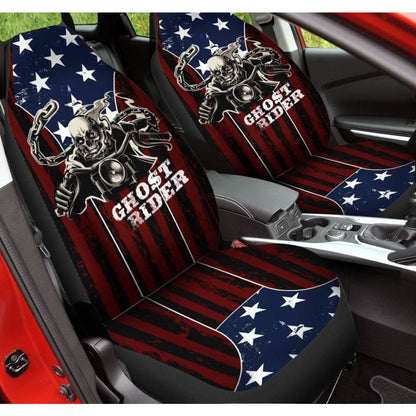 Ghost Rider Car Seat Covers American Flag Background