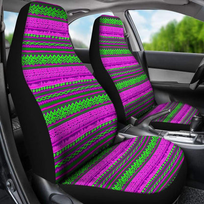 Abstract Car Seat Covers Aztec Watermelon Pink And Lime