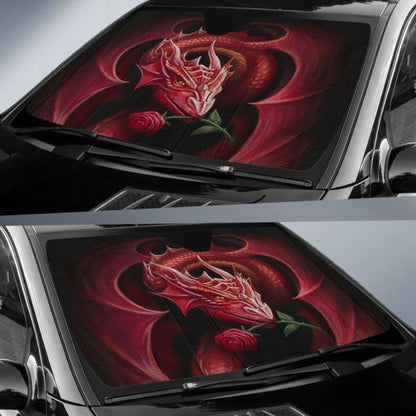 Dragon With Rose Mystical Car Sun Shades Amazing Gift