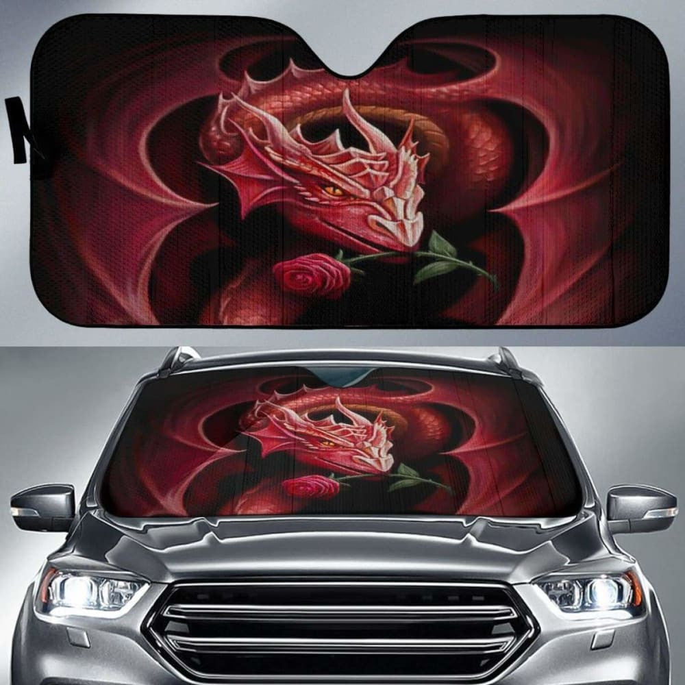 Dragon With Rose Mystical Car Sun Shades Amazing Gift