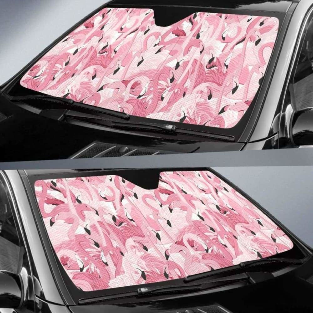 Pink Flamingos Pattern Background Car Auto Sun Shades