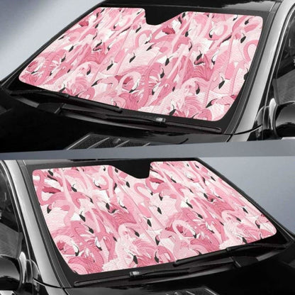Pink Flamingos Pattern Background Car Auto Sun Shades