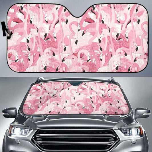 Pink Flamingos Pattern Background Car Auto Sun Shades