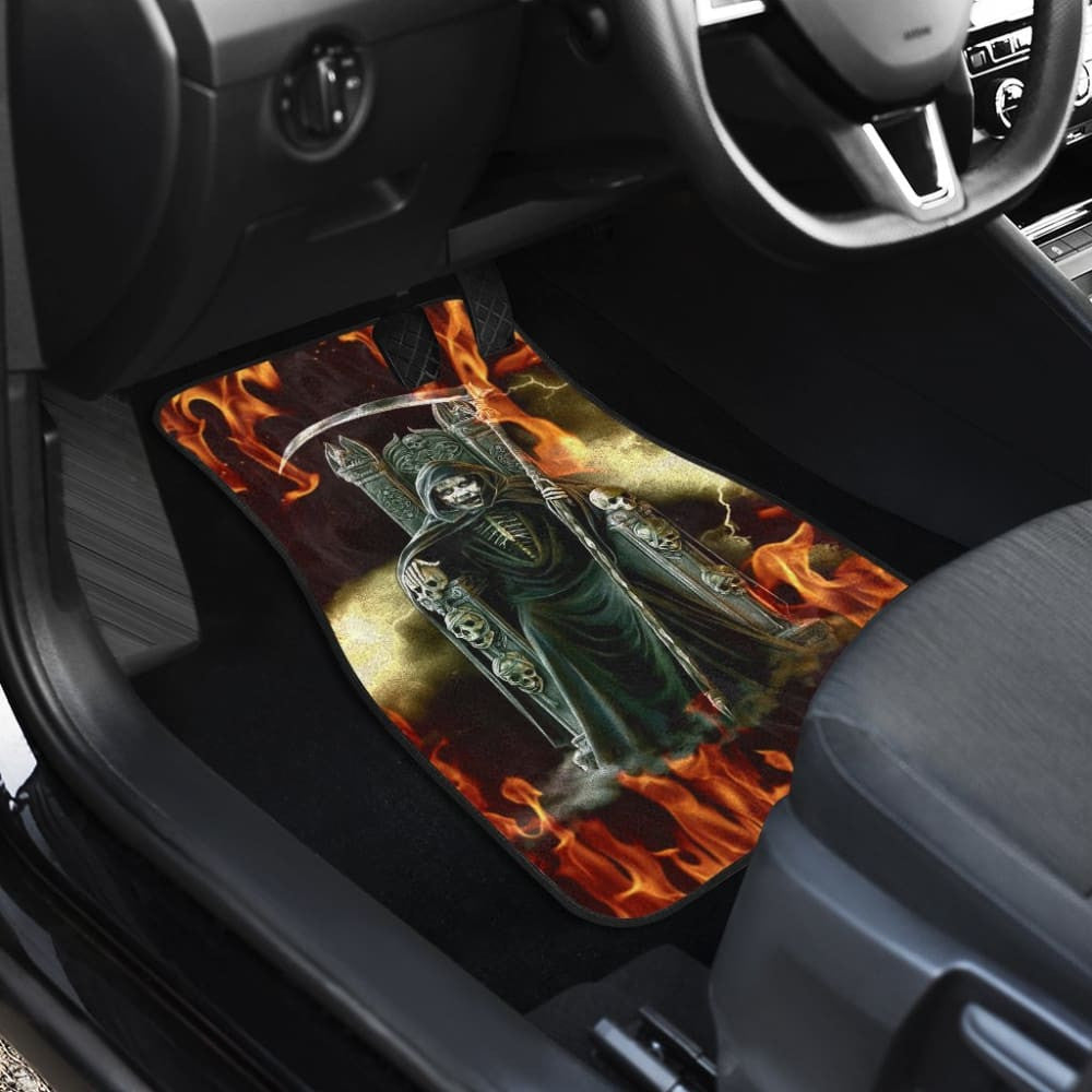 Flaming Grim Reaper Fire Car Floor Mats