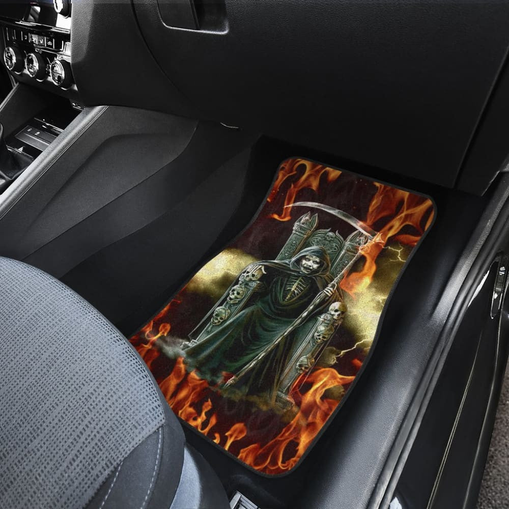 Flaming Grim Reaper Fire Car Floor Mats