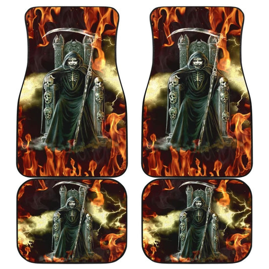 Flaming Grim Reaper Fire Car Floor Mats