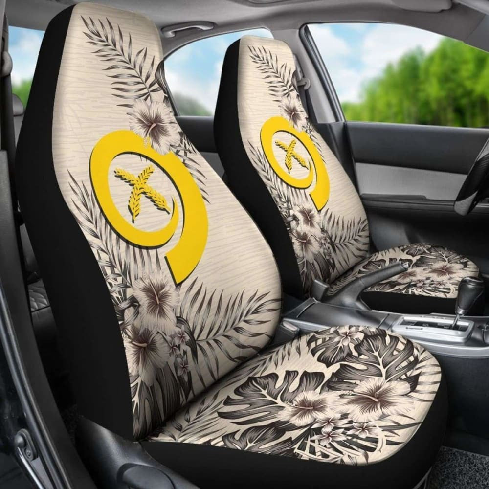 Vanuatu Car Seat Covers The Beige Hibiscus (Set Of Two)