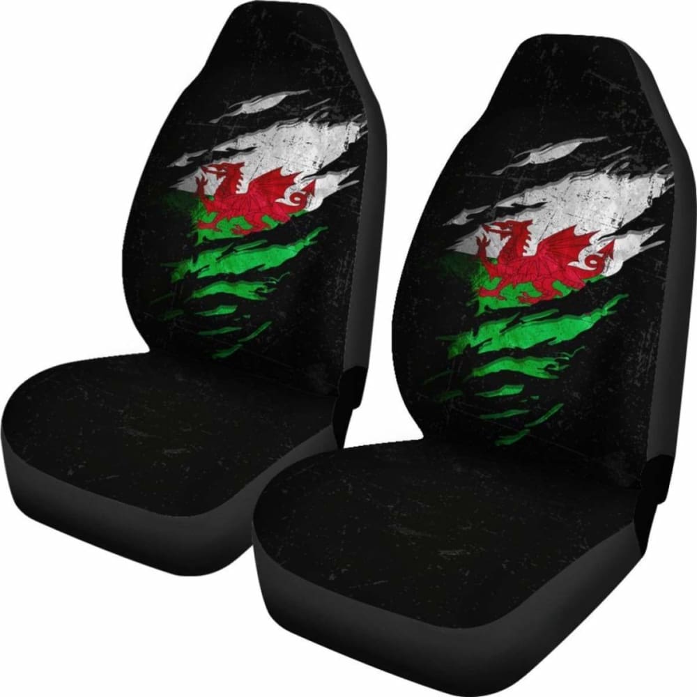 Wales In Me Car Seat Covers - Special Grunge Style (Set Of Two)