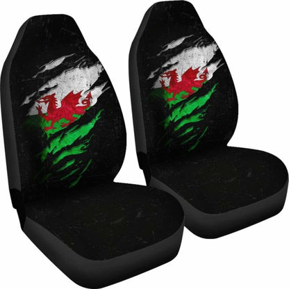 Wales In Me Car Seat Covers - Special Grunge Style (Set Of Two)