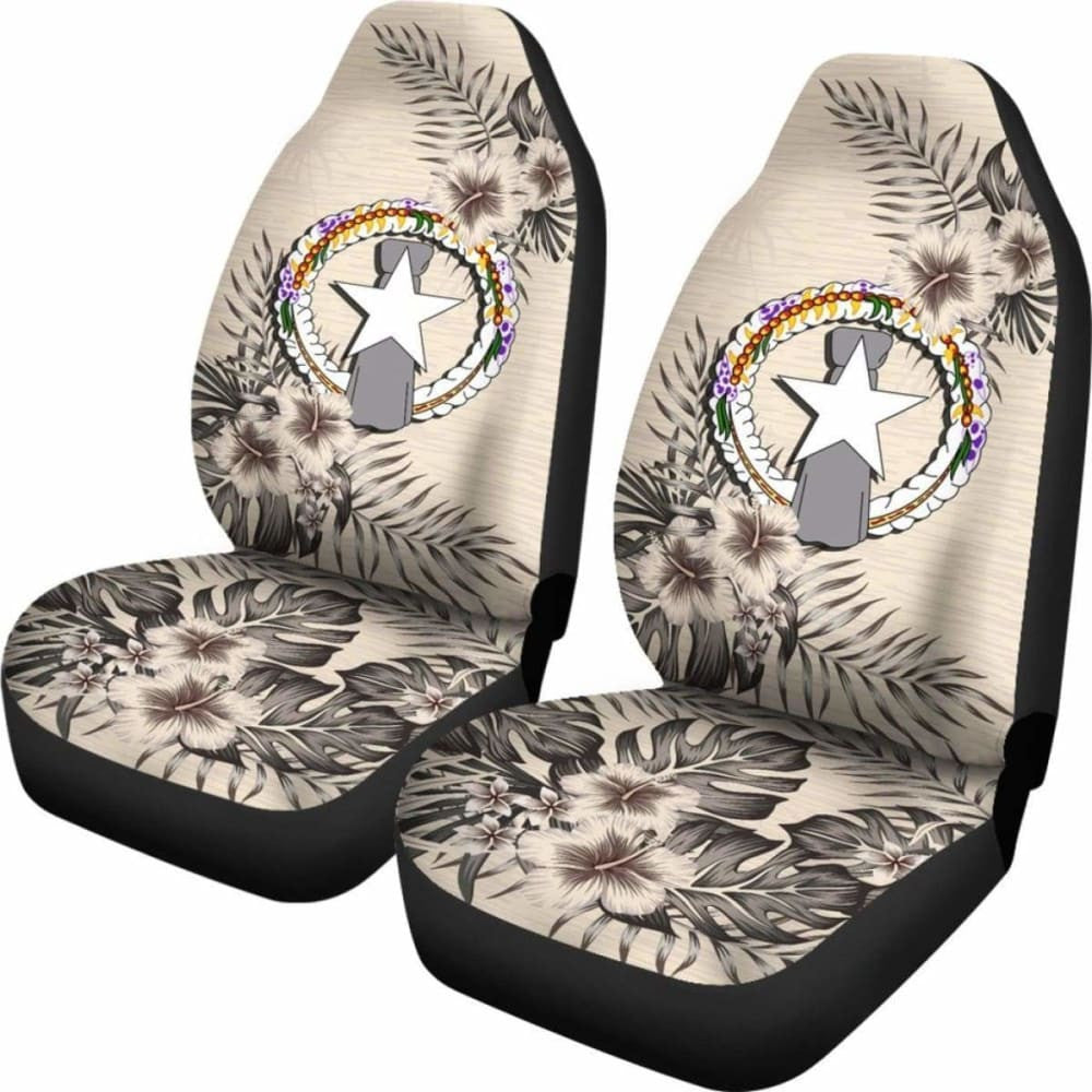 Nothern Mariana Islands Car Seat Covers The Beige Hibiscus (Set Of Two)