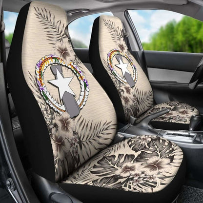 Nothern Mariana Islands Car Seat Covers The Beige Hibiscus (Set Of Two)