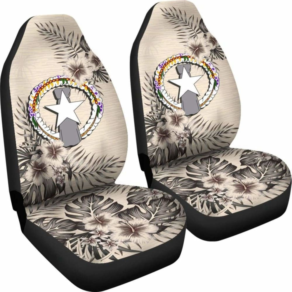 Nothern Mariana Islands Car Seat Covers The Beige Hibiscus (Set Of Two)