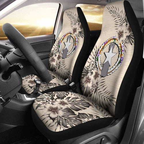 Nothern Mariana Islands Car Seat Covers The Beige Hibiscus (Set Of Two)