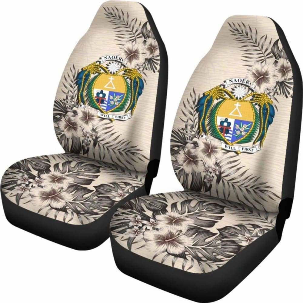 Nauru Car Seat Covers The Beige Hibiscus (Set Of Two)