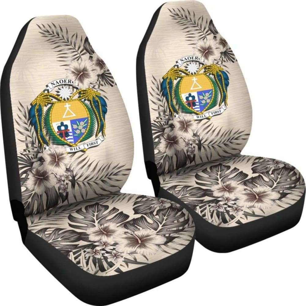 Nauru Car Seat Covers The Beige Hibiscus (Set Of Two)