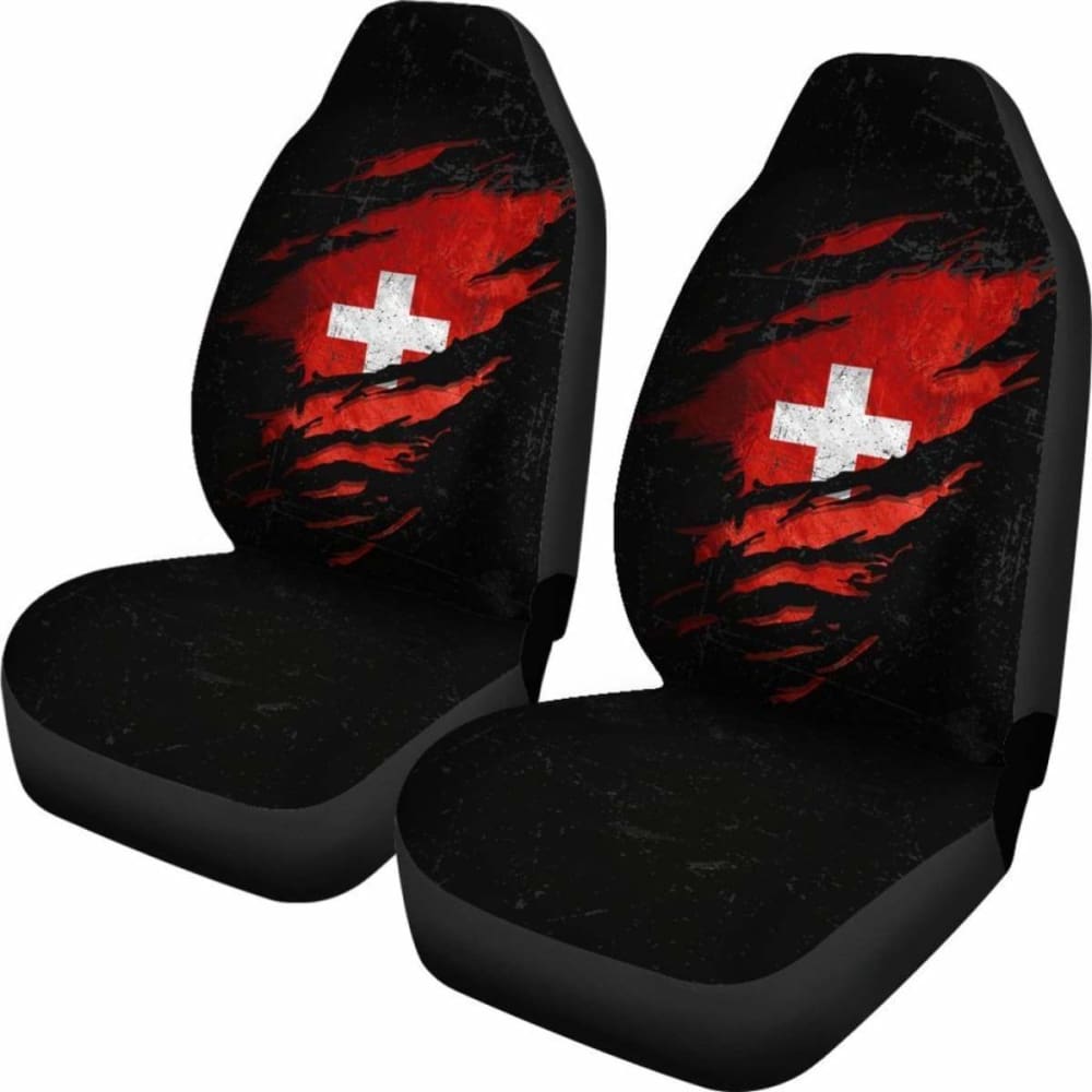 Switzerland In Me Car Seat Covers - Special Grunge Style (Set Of Two)