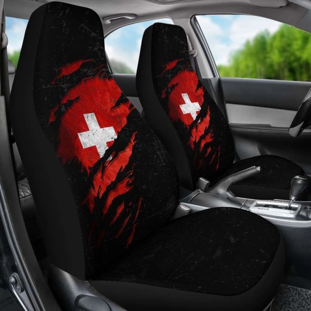 Switzerland In Me Car Seat Covers - Special Grunge Style (Set Of Two)