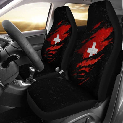 Switzerland In Me Car Seat Covers - Special Grunge Style (Set Of Two)