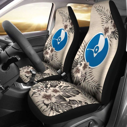 Yap Car Seat Covers The Beige Hibiscus (Set Of Two)