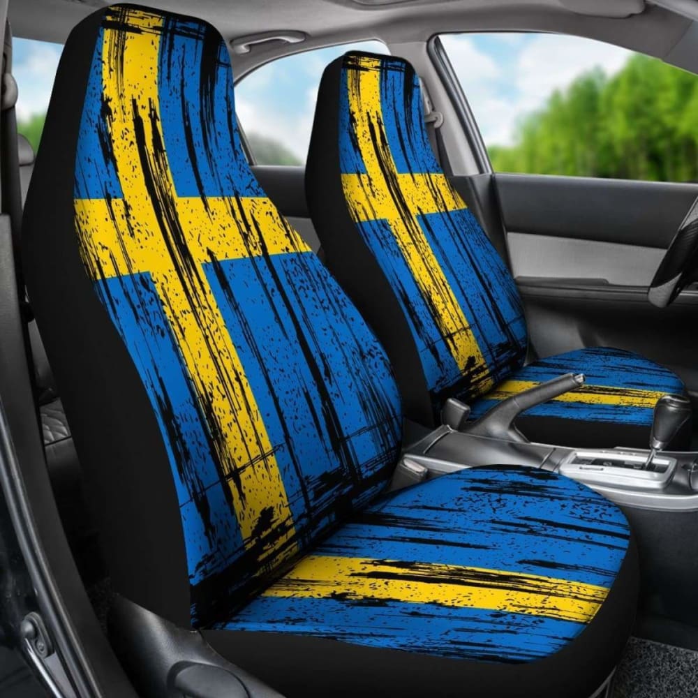 Sweden Grunge Flag Car Seat Cover